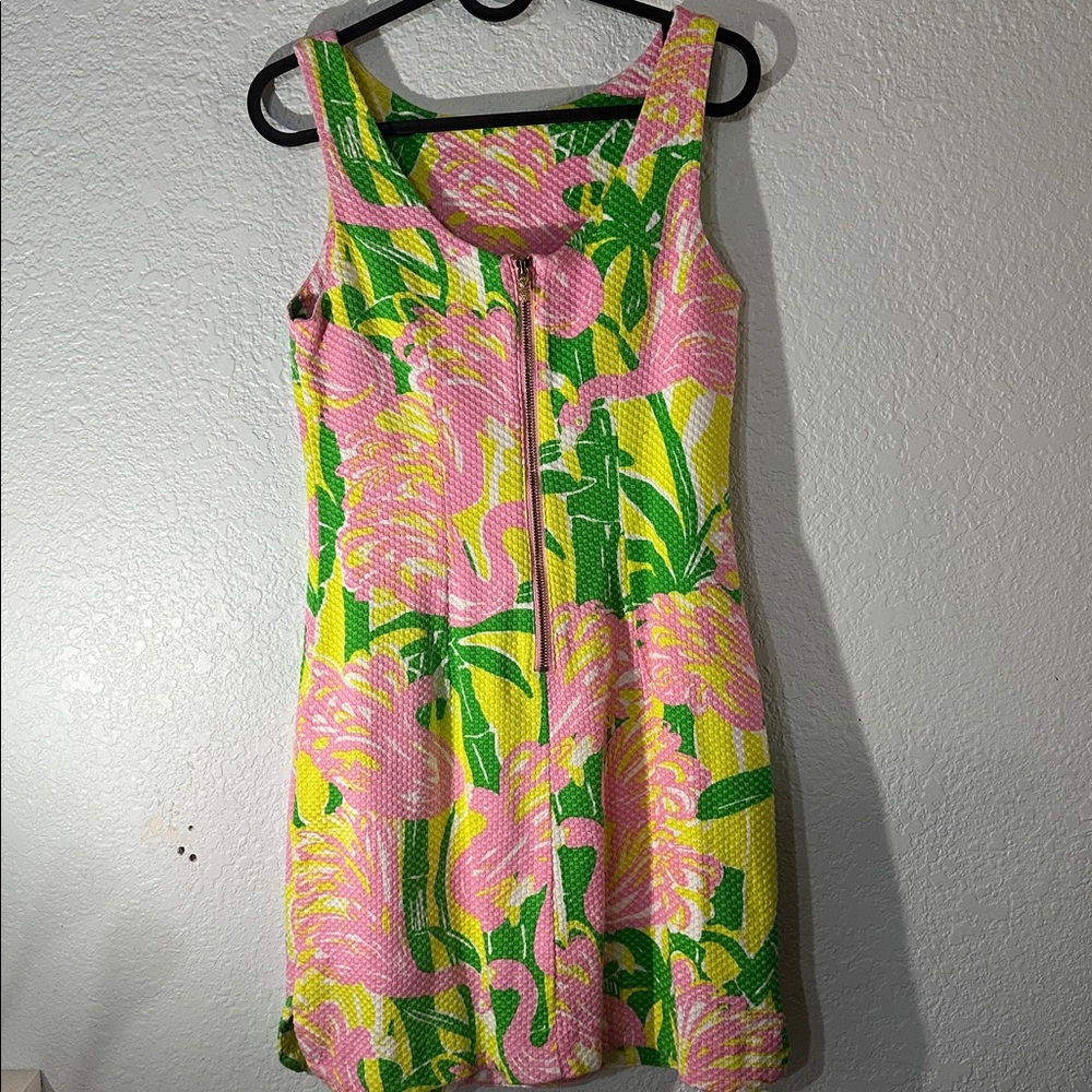 Lilly Pulitzer for Target Pink Yellow Green Floral Textured Mini Spring Dress 2 - Picture 8 of 9